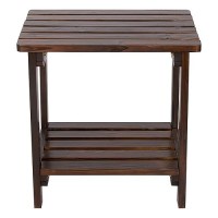 Shine Company Providence Rectangular Solid Wood Table  Outdoor Adirondack Small Patio Table - Burnt Brown