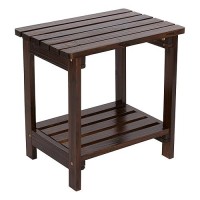 Shine Company Providence Rectangular Solid Wood Table  Outdoor Adirondack Small Patio Table - Burnt Brown