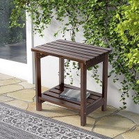 Shine Company Providence Rectangular Solid Wood Table  Outdoor Adirondack Small Patio Table - Burnt Brown