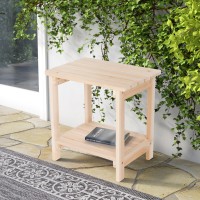 Shine Company Providence Rectangular Solid Wood Side Table  Outdoor Adirondack Small Patio Table - Natural