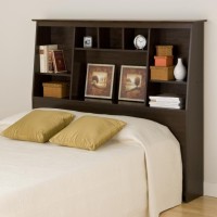 Espresso Fullqueen Tall Slantback Bookcase Headboard