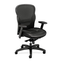 Hon Wave Executive Leather Chair - Mesh High-Back Task Chair With Arms, Black (Hvl701)