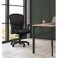 Hon Wave Executive Leather Chair - Mesh High-Back Task Chair With Arms, Black (Hvl701)