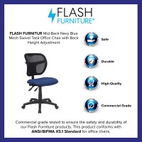 Flash Furniture Mid-Back Navy Blue Mesh Swivel Task Office Chair With Back Height Adjustment