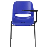 Flash Furniture Blue Ergonomic Shell Chair With Left Handed Flip-Up Tablet Arm