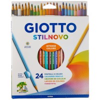 Giotto Stilnovo Intense Colours Colouring Pencils, 24 Assorted Colours, Ideal For Children, Parties And Schools