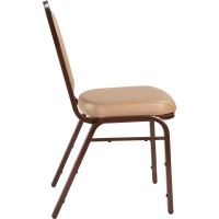 Nps 9200 Series Premium Vinyl Upholstered Stack Chair, French Beige Seat/Mocha Frame