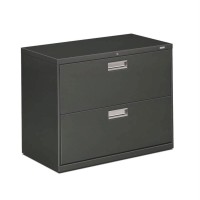 Hon Brigade 600 Series Lateral File 2 Drawers Polished Aluminum Pull 36W X 1914D X 2838H Charcoal Finish