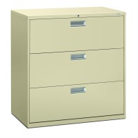 Hon Brigade 600 Series Lateral File, 3 Legal/Letter-Size File Drawers, Putty, 42