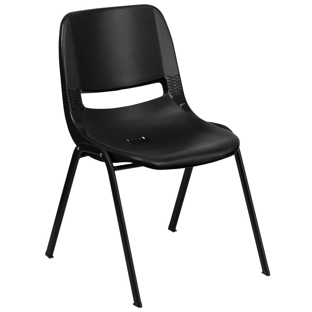 Flash Furniture Black Ergonomic Shell Chair With Left Handed Flip-Up Tablet Arm