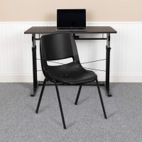 Flash Furniture Black Ergonomic Shell Chair With Left Handed Flip-Up Tablet Arm