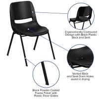 Flash Furniture Black Ergonomic Shell Chair With Left Handed Flip-Up Tablet Arm