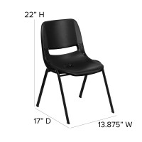 Flash Furniture Black Ergonomic Shell Chair With Left Handed Flip-Up Tablet Arm