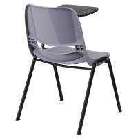 Flash Furniture Gray Ergonomic Shell Chair With Left Handed Flip-Up Tablet Arm