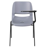 Flash Furniture Gray Ergonomic Shell Chair With Left Handed Flip-Up Tablet Arm