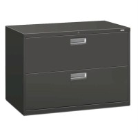 Hon Brigade 600 Series Lateral File 2 Drawers Polished Aluminum Pull 42W X 1914D X 2838H Charcoal Finish