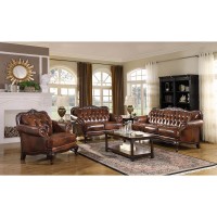 Elegant and classically designed stationary sofa collection upholstered in tri-tone hand rubbed leatherTop grain leather match splitButton tufted back cushionIndividually applied antique brass nailheadsOrnate decorative trim and cabriole legs finished in 