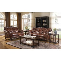 Elegant and classically designed stationary sofa collection upholstered in tri-tone hand rubbed leatherTop grain leather match splitButton tufted back cushionIndividually applied antique brass nailheadsOrnate decorative trim and cabriole legs finished in 