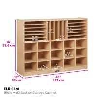 Ecr4Kids Multi-Section Mobile Storage Cabinet, Classroom Furniture, Natural