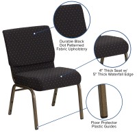 Flash Furniture Hercules Series 21''W Stacking Church Chair In Black Dot Patterned Fabric - Gold Vein Frame