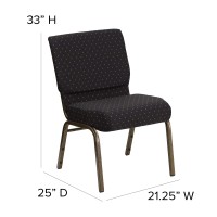 Flash Furniture Hercules Series 21''W Stacking Church Chair In Black Dot Patterned Fabric - Gold Vein Frame