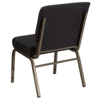 Flash Furniture Hercules Series 21''W Stacking Church Chair In Black Dot Patterned Fabric - Gold Vein Frame