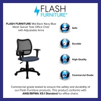 Flash Furniture Alber Mid-Back Navy Blue Mesh Swivel Task Office Chair With Adjustable Arms