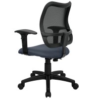 Flash Furniture Alber Mid-Back Navy Blue Mesh Swivel Task Office Chair With Adjustable Arms