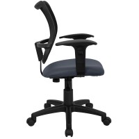 Flash Furniture Alber Mid-Back Navy Blue Mesh Swivel Task Office Chair With Adjustable Arms