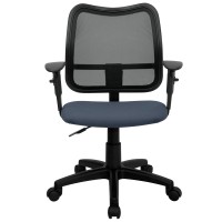 Flash Furniture Alber Mid-Back Navy Blue Mesh Swivel Task Office Chair With Adjustable Arms