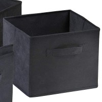 Winsome Wood capri Wood 3 Section Storage Shelf with 6 Black Fabric Foldable Baskets