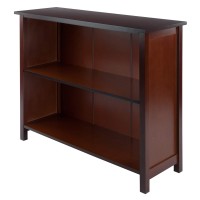 Winsome Wood Milan Wood 3 Tier Open cabinet and 6 Rattan Baskets in Walnut Finish