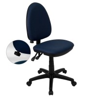 Flash Furniture Mid-Back Navy Blue Fabric Multifunction Swivel Ergonomic Task Office Chair With Adjustable Lumbar Support