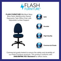 Flash Furniture Mid-Back Navy Blue Fabric Multifunction Swivel Ergonomic Task Office Chair With Adjustable Lumbar Support