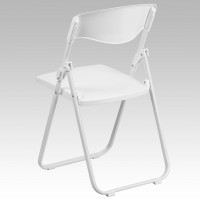 HERCULES Series 500 lb. Capacity Heavy Duty White Plastic Folding Chair with Built-in Ganging Brackets