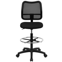 Flash Furniture Elaine Mid-Back Black Mesh Drafting Chair