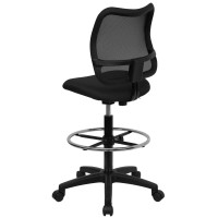 Flash Furniture Elaine Mid-Back Black Mesh Drafting Chair