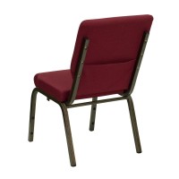 Hercules Series 18.5''W Stacking Church Chair In Burgundy Fabric - Gold Vein Frame