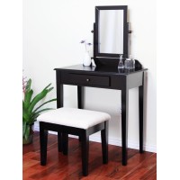 Frenchi Furniture Wood 3 Pc Vanity Set, Mahogany