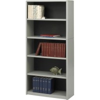 Safco Value Mate Bookcase 318 x 135 x 67 5 x Shelfves Gray Steel Fiberboard Plastic Assembly Required