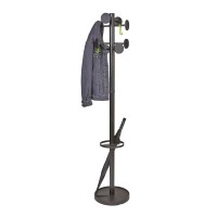 Alba Coat Stand With Umbrella Holder, 70-Inch Height, 8 Knobs, Black (Pmstan3N)