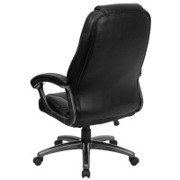 High Back Black Leathersoft Executive Swivel Ergonomic Office Chair With Deep Curved Lumbar And Arms