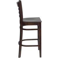 HERCULES Series Ladder Back Walnut Wood Restaurant Barstool