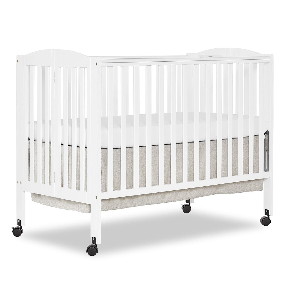 Dream On Me, Full Size 2-In-1 Folding Stationary Side Crib, White