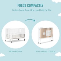 Dream On Me, Full Size 2-In-1 Folding Stationary Side Crib, White