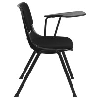 Flash Furniture Black Padded Ergonomic Shell Chair With Left Handed Flip-Up Tablet Arm