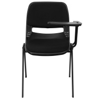 Flash Furniture Black Padded Ergonomic Shell Chair With Left Handed Flip-Up Tablet Arm