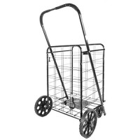 Ath Large Deluxe Rolling Utility / Shopping Cart - Stowable Folding Heavy Duty Cart With Rubber Wheels For Haul Laundry, Groceries, Toys, Sports Equipment, (Black, Xl)