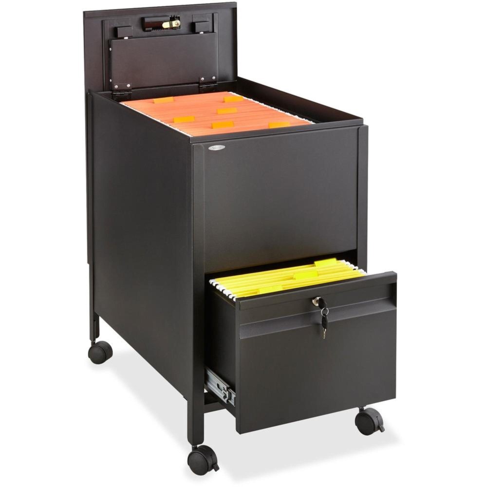 Safco Rollaway Mobile File Cart 300 Lb Capacity 4 Casters 2 Caster Size Steel X 17 Width X 26 Depth X 28 Height Blac