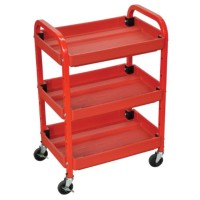 Luxor 3 Shelf Utility Cart Red